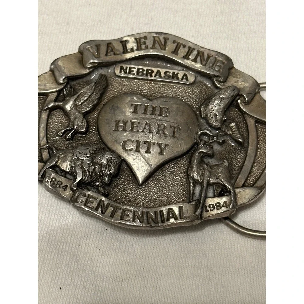 Vintage Siskiyou Belt Buckle Silver Excellent 1984 Valentine NE Centennial Retro